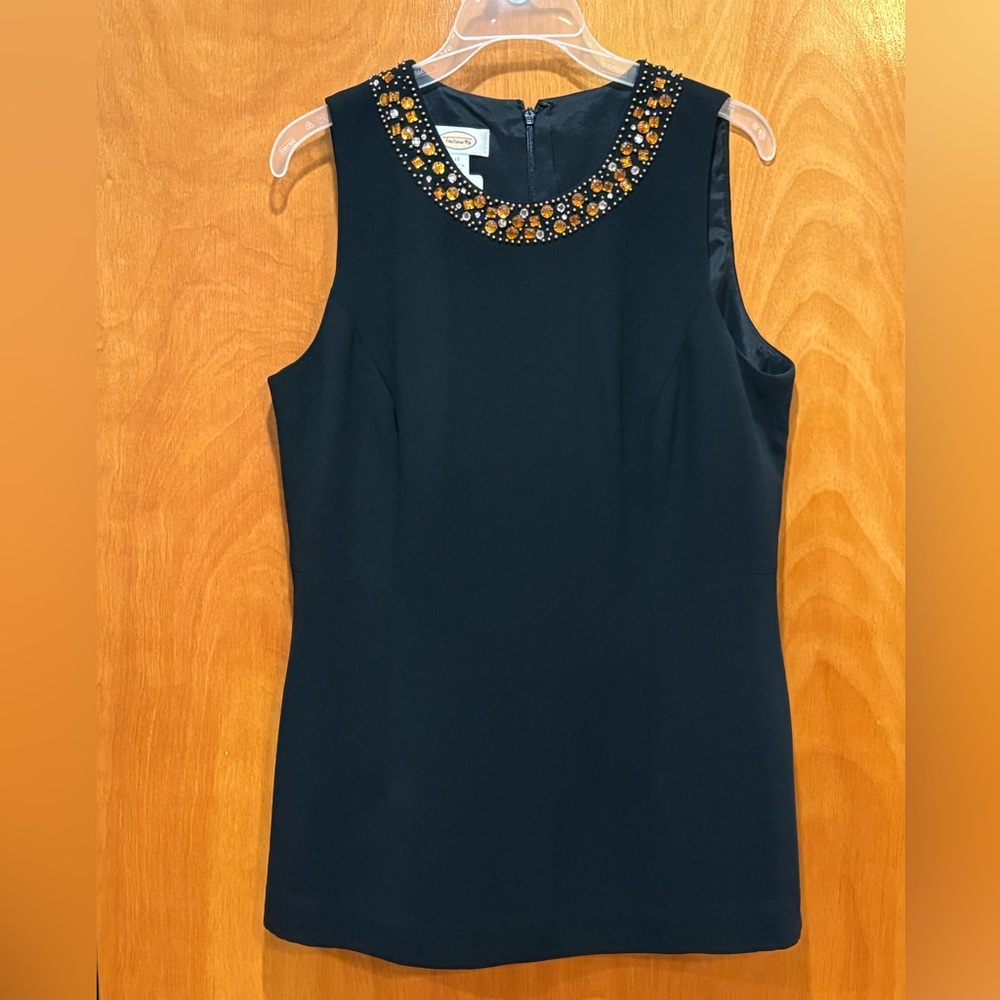 Talbots Black Top with Gold Embellishments